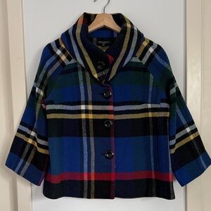 For Cynthia Multicolor Plaid Pea Coat